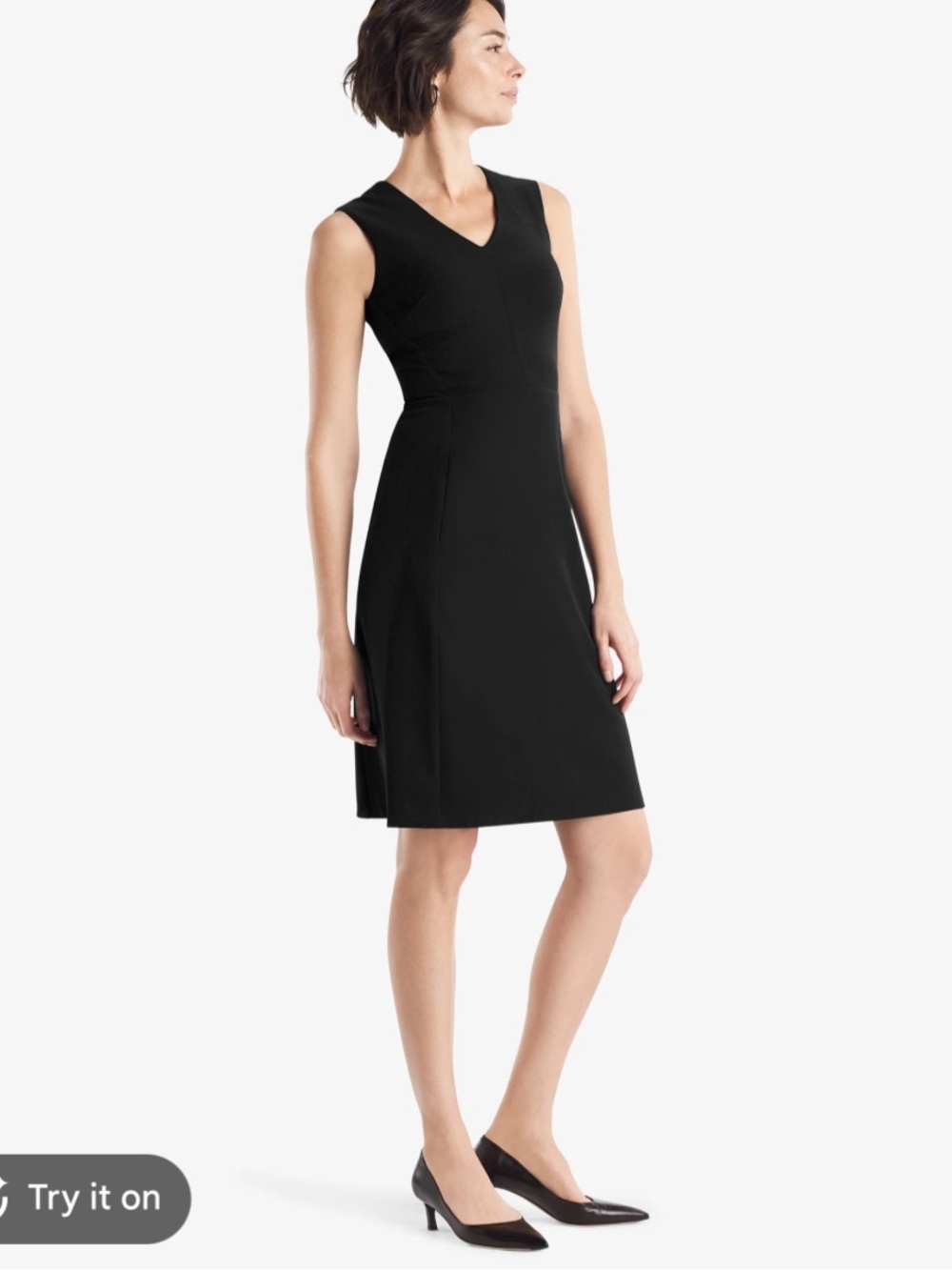 M.M. Lafleur Annie V-Neck Black Knee Length Dress Size 12